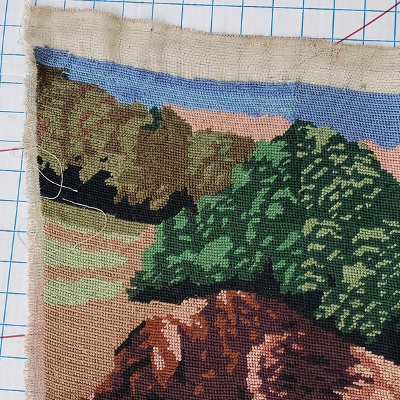 Coyote Dog Duck Embroidered Tapestry Piece 22x18 Handmade Cottagecore Rectangle - Picture 5 of 5